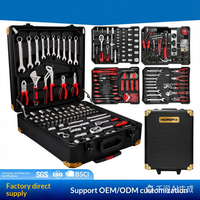 Meilleure vente transfrontalière : Coffret d'outils de réparation automobile en acier au carbone, 187/399 pièces, avec clé à cliquet et douilles rapides