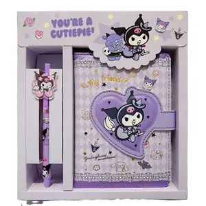 DHFHot SaleSanrio stationnaire Kawaii Kuromi ma mélodie bloc-notes ensemble de cahier avec stylo journal cahier dessin animé couleur Page étudiant