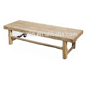 Cinese <span class=keywords><strong>vintage</strong></span> riciclato parte superiore della porta in legno di olmo ferro gamba tavolo da caffè in stile industriale - Product Image 5