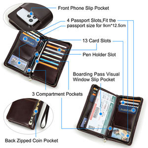 AndoBag - Bolso de Mano para Hombre y Mujer, de Cuero Vacuno Genuino, para Teléfono, Pasaporte, con Protección RFID, Cartera Larga, Estilo Vintage 1428 - Product Image 6