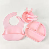 Nouveaux ensembles cadeaux pour bébés en gros, sans BPA, vaisselle et ensemble d'alimentation pour bébé avec logo d'éléphant imprimé, articles essentiels pour nouveau-nés personnalisés