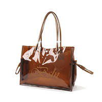 Sac fourre-tout pour femme en PVC transparent avec logo personnalisé, fermeture à cordon, imperméable, grande capacité, sac à bandoulière pour la promotion de la marque
