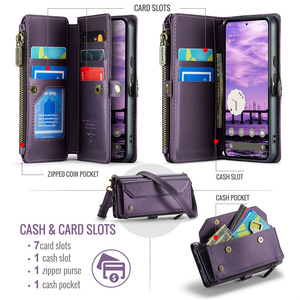 Luxe Multi Carte Fermeture Éclair Portefeuille Longe Sac À <span class=keywords><strong>Bandoulière</strong></span> pour Google Pixel 7A 8 9Pro XL Flip En Cuir Artificiel <span class=keywords><strong>Bandoulière</strong></span> <span class=keywords><strong>Téléphone</strong></span> Cas - Product Image 2