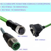 Conector CAT6 M12 Codificado D de 4 Pines Macho a Hembra a RJ45, Cable Ethernet Industrial Profinet, Arnés de Cables Blindado