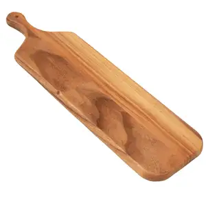 Bloc de boucher réversible Planches à découper en bois d'acacia Planche de service en bois pour la cuisine et la salle à manger Vente en gros
