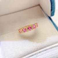 Klassischer Ring aus 925er Sterlingsilber mit natürlichem rosa Saphir, Ehering, edler Schmuck, Jubiläumsgeschenk