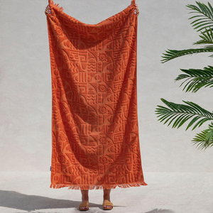 Tùy chỉnh màu sắc 100% bông tua <span class=keywords><strong>Jacquard</strong></span> bãi biển Khăn tùy chỉnh logo dập nổi hồ bơi khăn tắm - Product Image 2