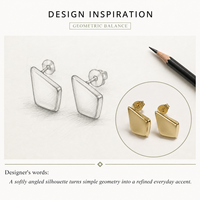 Boucles d'oreilles géométriques, acier inoxydable avec placage sous vide en or 14 carats, design asymétrique poli, options de couleurs or et argent