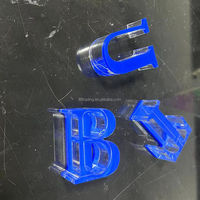Lettres en plastique transparent 3D personnalisées, alphabet, plaque de numéro, autocollant mural décoratif, lettres en acrylique transparentes épaisses bleues, signe en lettres 3D