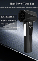 Nouveau ventilateur turbo à main 1600G de poussée, 60M/S, puissant éclairage LED, Jetdry, 64MM, sans balais, haute vitesse, 4000mah, souffleur d'air et de poussière