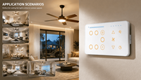 Nouvel arrivage MakeGood – Interrupteur intelligent Tuya Zigbee 147*86MM pour ventilateur 5 vitesses avec variateur et interrupteur tactile 4 gangs en verre avec rétroéclairage RGB