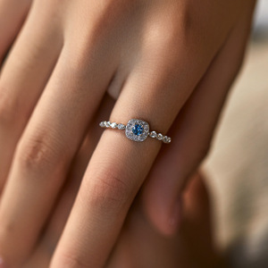 S925 Silver <b>Cushion</b> Cut Topaz <b>Ring</b> With Pave Setting Diamond Halo Romantic Gemstone Engagement <b>Ring</b> For Women - Product Image 3