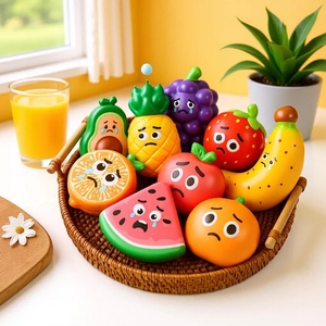 Vente directe usine – Jouet de décompression en PU, fruits artificiels à rebond lent, simulation fraise et pomme, jouet à presser pour jeunes - Product Image 4