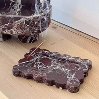 SAIDKOCC français Wabi Sabi Style plateau en marbre naturel concepteur modèle chambre décoration douce plateau de rangement décoration de bureau ornement