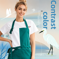Tablier personnalisé en sergé polyester-coton avec logo, design multi-panneaux, style coréen, sans manches, color-block, résistant à l'huile