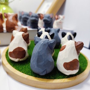 Figurine de bouledogue français en bois 3x4x4cm, décoration animale faite à la main, ornement de bureau, cadeau artisanal pour la décoration de la maison - Product Image 4