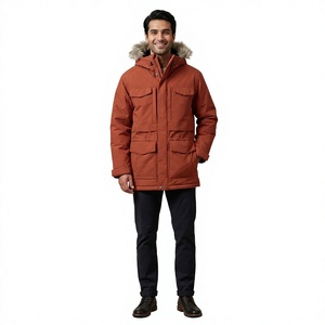 Men's Autumn Warm Coats Parkas Jackets <b>Canvas</b> Stand Collar Waterproof Vintage Style Front Logo Wholesale Cheap Price Custom Logo - Product Image 1