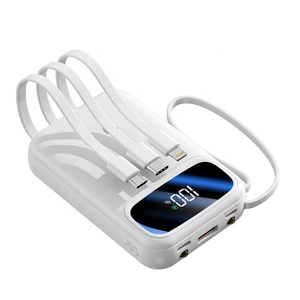 Power Bank all'ingrosso da fabbrica, grande capacità 20000mAh, 4 cavi integrati, cordino, supporto per telefono, ricarica rapida 2A, batteria Micro USB - Product Image 5