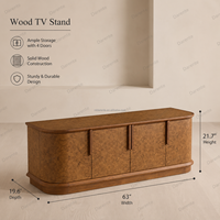 Meuble TV Sublime Mappa Burl, console multimédia en forme de pilule à 4 portes, pour un intérieur de salon luxueux, unité d'organisation multimédia design