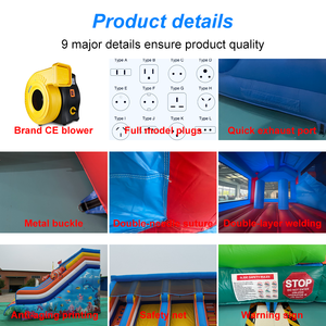 Hot bán khổng lồ trẻ em vui chơi giải trí công viên <span class=keywords><strong>Dual</strong></span> Lane Inflatable nhiệt đới trượt nước và sân chơi với hồ bơi - Product Image 4