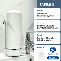 Purificateur d'eau de bureau à ultrafiltration à baril unique, avec élément filtrant composite détachable et robinet de distribution directe