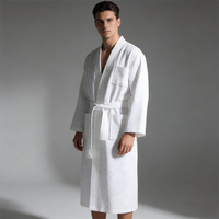 Peignoir d'hôtel unisexe 100 % coton avec tissage gaufré, style kimono, élégant, longueur genou, printemps, ODM, logo frontal