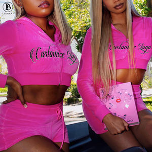 Conjunto de Ropa para Mujer 2026, Dos Piezas, Chaqueta de Terciopelo con Cierre Completo y Logotipo Personalizado, Pantalones Cortos, Estilo Y2K, Trajes Deportivos de Terciopelo para Mujer - Product Image 5