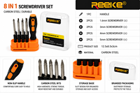 Kit de 10 embouts de tournevis hexagonaux REEKE de 50 mm avec poignée en plastique finition chrome de précision, embouts multi-usages pour bricolage, OEM, électronique, ordinateur portable