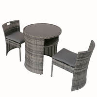 Table et chaises de jardin extérieur en gros, tissage artificiel, cadre en métal, pour balcon, gain de place