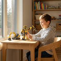 Bloques de Construcción STEM 3 en 1, Juguete de Excavadora Robot, Kit de Ladrillos Educativos Transformables en Dinosaurio y Tanque, Regalo para Niños y Niñas