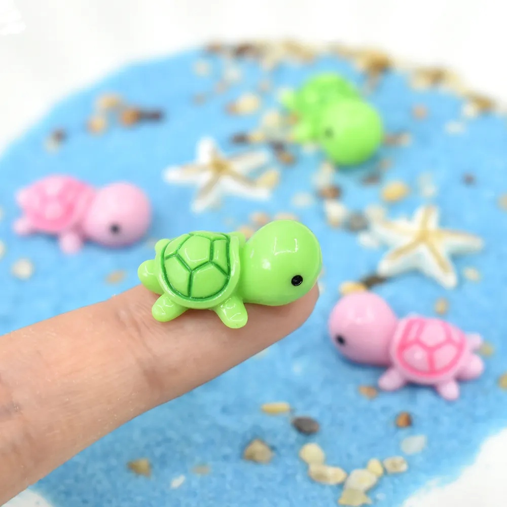 Mini tortuga kawaii, cabujón de resina para decoración de jardín, accesorios de joyería diy, precio al por mayor