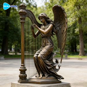 Escultura de Ángel Femenino en Bronce, Estilo Clásico Romántico, Técnica de Fundición, Edición Navideña UV para Parques y Plazas al Aire Libre - Product Image 2