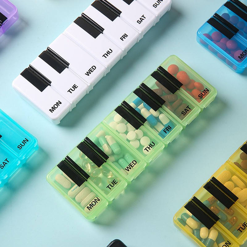 Pill Organizer 7Day Pill Dispenser Medicine Organizer Box Vitamin Fish ...