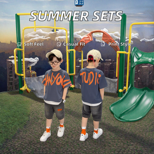 High Quality Summer European <strong>Boys</strong> <strong>Clothing</strong> Sets Casual Cotton Striped Shirt Pants 9 Years Two Pcs Print Suit CC BABY Model 21129 - Product Image 2