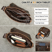 Sac à bandoulière MARRANT vintage en cuir véritable gaufré crocodile pour homme, sac messager en cuir pour homme