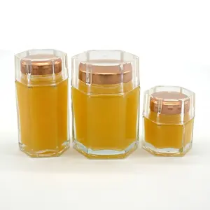 Fantasia 50ml Di Vetro Esagonale Honey Jar 2oz miele vasetti di vetro con tappo a vite coperchio e copertura in acrilico