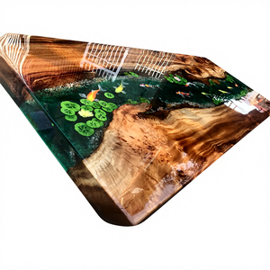 โต๊ะอาหารทรงสี่เหลี่ยมผืนผ้าทำจากไม้กระถินเทศและเรซิ่นอีพ็อกซี่ งานฝีมือสุดหรู เหมาะสำหรับบ้าน สำนักงาน โรงแรม ห้องนั่งเล่น กันน้ำ ของขวัญสำหรับเทศกาลดีวาลี - Product Image 1