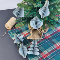 Lanternes de Noël en papier nid d'abeille personnalisées de luxe, décorations suspendues de Noël 3D avec bordure scintillante, pliables, aimants, décorations de fête