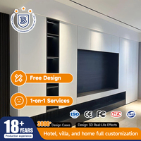 Mueble de TV Moderno y Lujoso para Sala de Estar con Chimenea, Mueble de Madera de Nogal Personalizado para Sala de Estar o Sala de Exposiciones