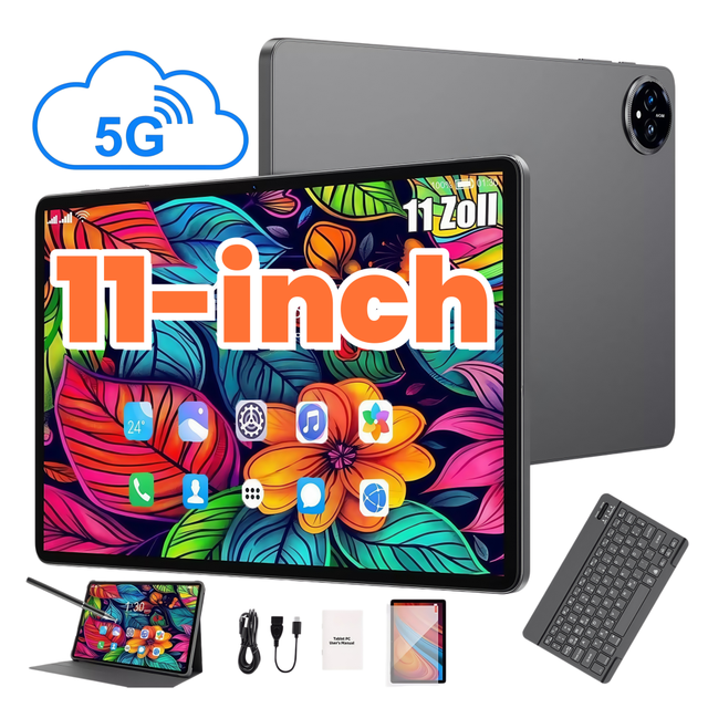 New Android 14 11-Inch Tablet 12GB RAM+256GB ROM Octa-Core 2.0GHz GPS 5G WiFi OEM 2-in-1 with Keyboard Entertainment