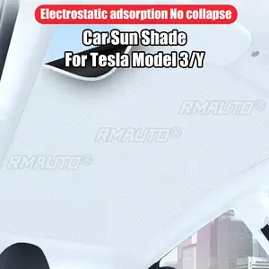 2 Cortinas Parasol para Techo Solar de Tesla Model 3/Y, Aislamiento Térmico para Techo de Coche, Adsorción Electrostática, Protector Solar para Claraboya - Product Image 1