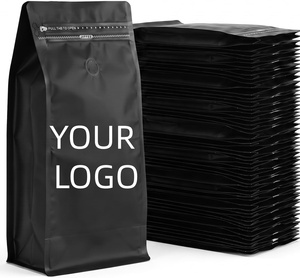 Custom Printed Food Grade Resealable 100g 250g 500g 1kg Compostable Plastic Ziplock Flat Bottom Stand Coffee Pouches Bags Valve - Product Image 1