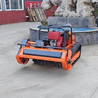 Robot tondeuse à gazon télécommandé à moteur diesel, chenilles en caoutchouc, broyeur à fléaux, pour l'agriculture, la foresterie et le défrichement des terres
