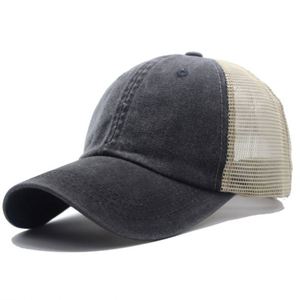 Unisex Base Ball Washed <b>Baseball</b> <b>Cap</b> <b>Plain</b> Summer Adjustable Strapback Trucker Hat Distressed Mesh Gift - Product Image 4