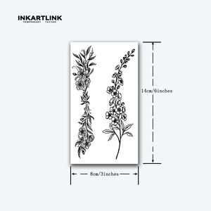INKARTLINK Elegante Tatuaje Temporal de Flor y Ramas, Diseño Floral de Líneas Finas, Herbal, Semipermanente 15 Días, Arte Corporal para <span class=keywords><strong>Antebrazo</strong></span>, Venta al por Mayor - Product Image 4