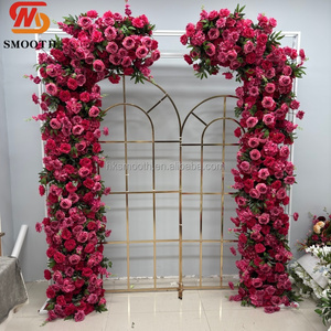 ซุ้มดอกกุหลาบประดิษฐ์สีเบอร์กันดีขนาด 2.4 เมตร สำหรับตกแต่งงานแต่งงาน โรแมนติก สวยงามดุจฝัน ทำด้วยมือ ดอกบานเต็มพิกัด ใช้เป็นฉากหลัง - Product Image 1