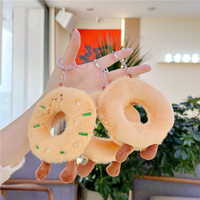 Jouet en peluche mignon et doux en forme de beignet, hamburger et pain 3D, porte-clés de sac, pendentif de voiture, cadeau, vente en gros