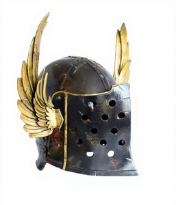 Cuerno de latón Fantasía Medieval Casco alado Cosplay Armadura EVA Espuma prop Antique Silver Polish Halloween Cosplay Armor Casco - Product Image 1