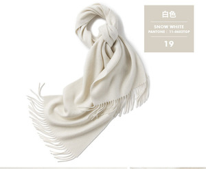 Bufanda de lana para mujer, bufanda de Cachemira suave tejida blanca de Color sólido, silenciadores mongoles, otras bufandas de invierno - Product Image 2