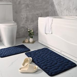 Modern Coral Velvet Embossed Pebble Non-Slip Polyester Thick Absorbent Solid Color Bathroom Entrance Floor Mat - Product Image 1